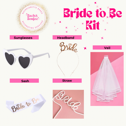 Bride Sash, Bride Straw, Bride Veil, Bride Headband & Heart Sunglasses
