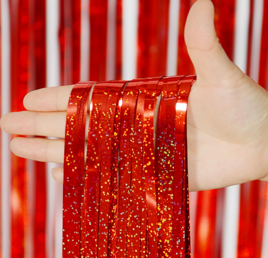 Red Foil Fringe Curtain 2 Pack